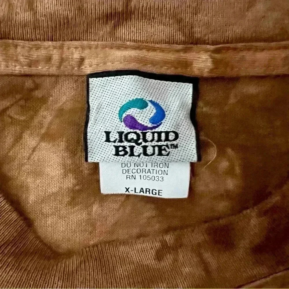 Vintage Liquid Blue Brown Tie Dye Wolf Graphic - Picture 4 of 5